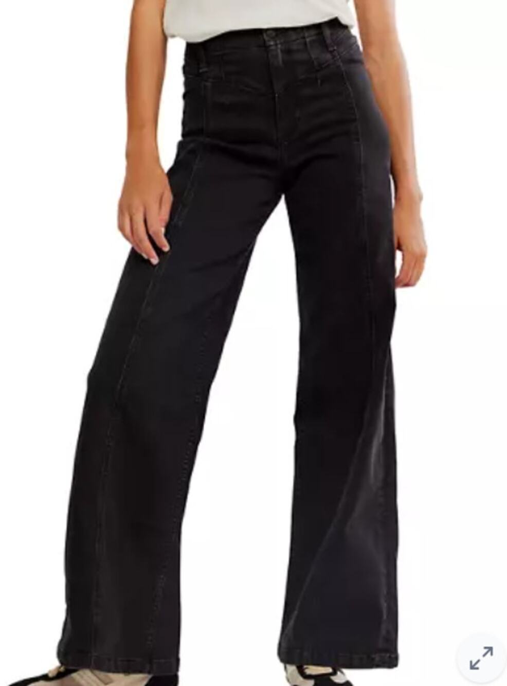 Free People We the Free Libre Wide Leg Jeans 24 Black
